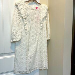 NWT BEAUTIFUL LILLY PULITZER PRIMM DRESS…RESORT WHITE PETITE SAND DOLLAR EYELET.